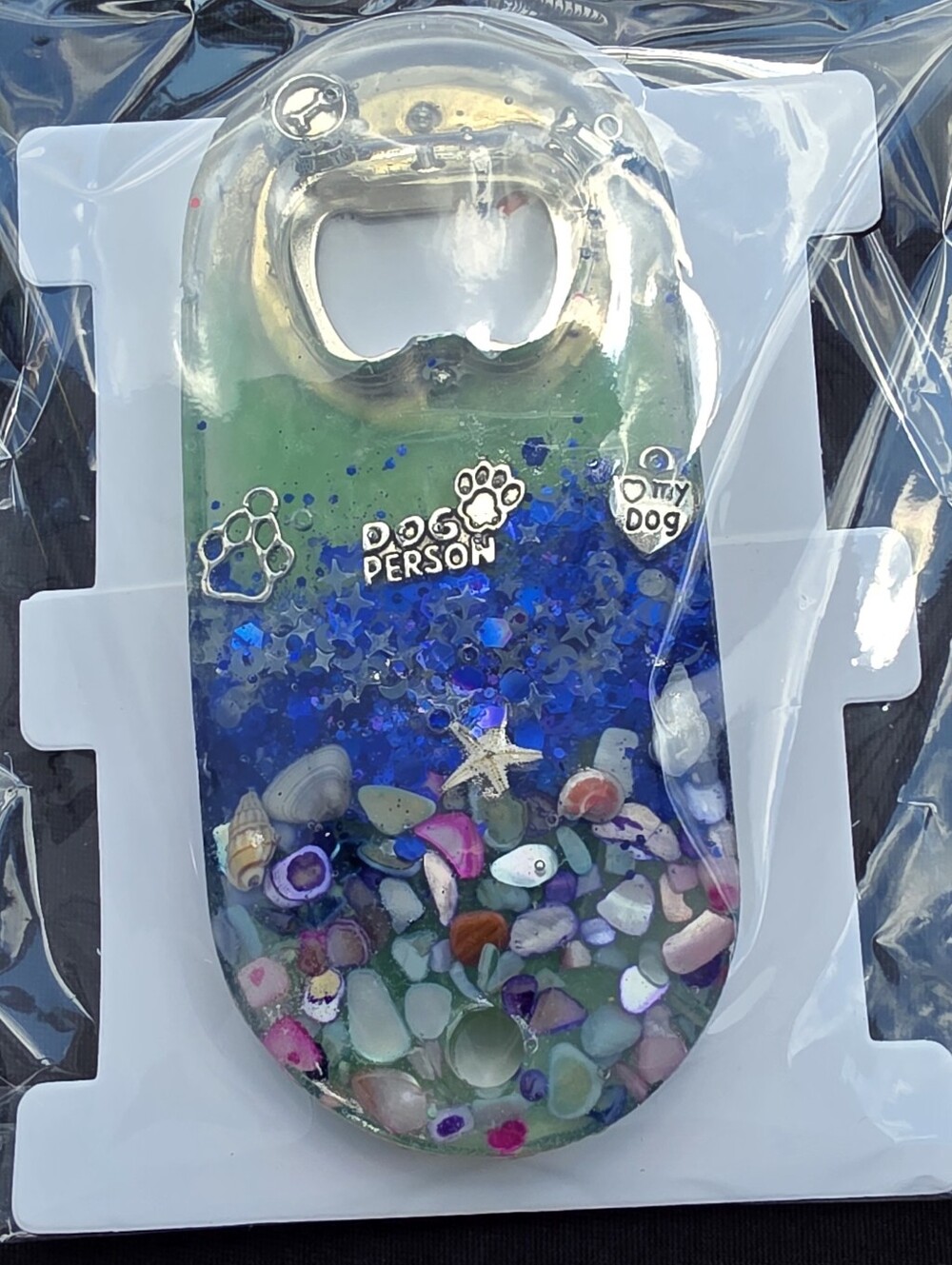 Decorative Blue & Green Resin Bottle Opener Accessory